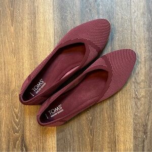 TOMS Jutti Neat Knit Flat in Burgundy, Size 10